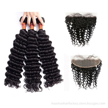 Huashuo Hair 50% Off Cheap Prices XuChang Hair Products Factory,Human Deep Wet and Wavy Wholesale Virgin Hair With Frontals